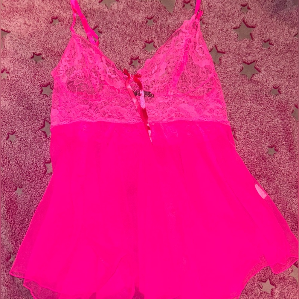 Avid Love hot pink sheer babydoll top
